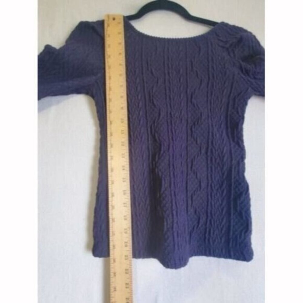 7 For All Mankind Women’s Purple Cable Knit Top XS Deep Scoop Grunge Preppy - Picture 4 of 9